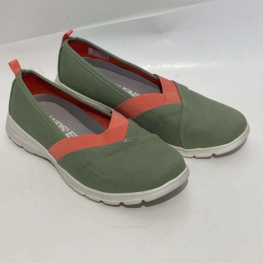 Lands' End Women's Green Orange Comfort Step‎ Lightweight Sneakers Size 9.5